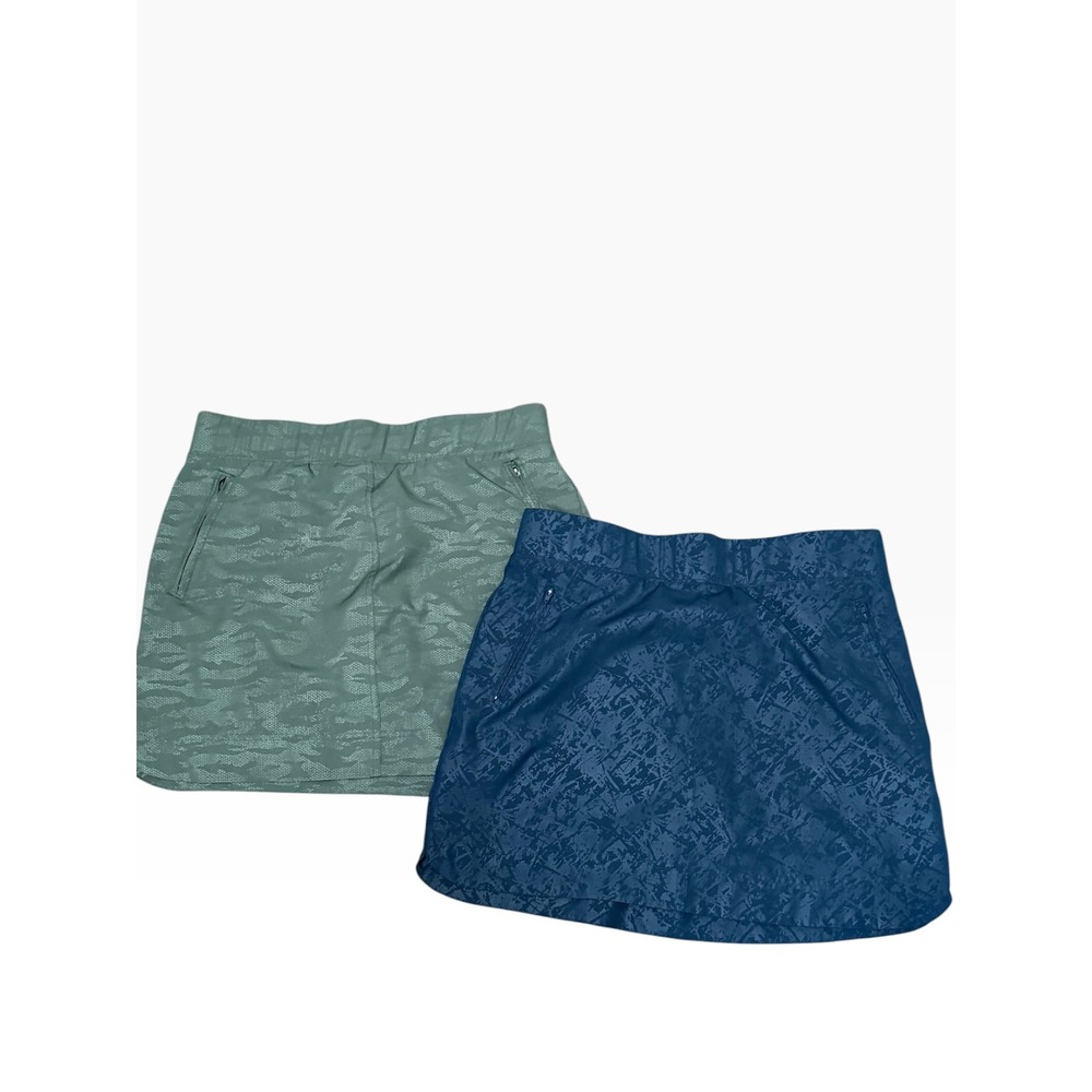 Orvis Women Large Active Skort Bundle 2 Pack Camo Green Navy Blue Hiking Golf